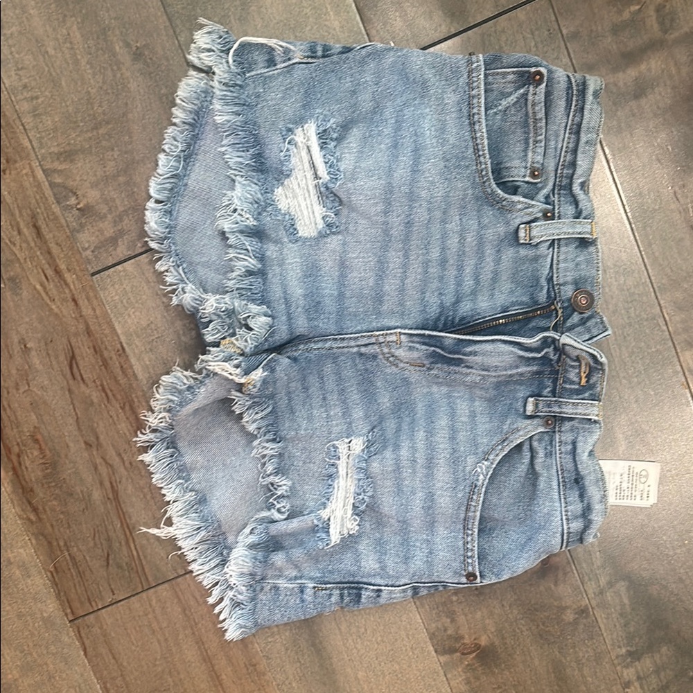 Distressed Denim Blue Shorts